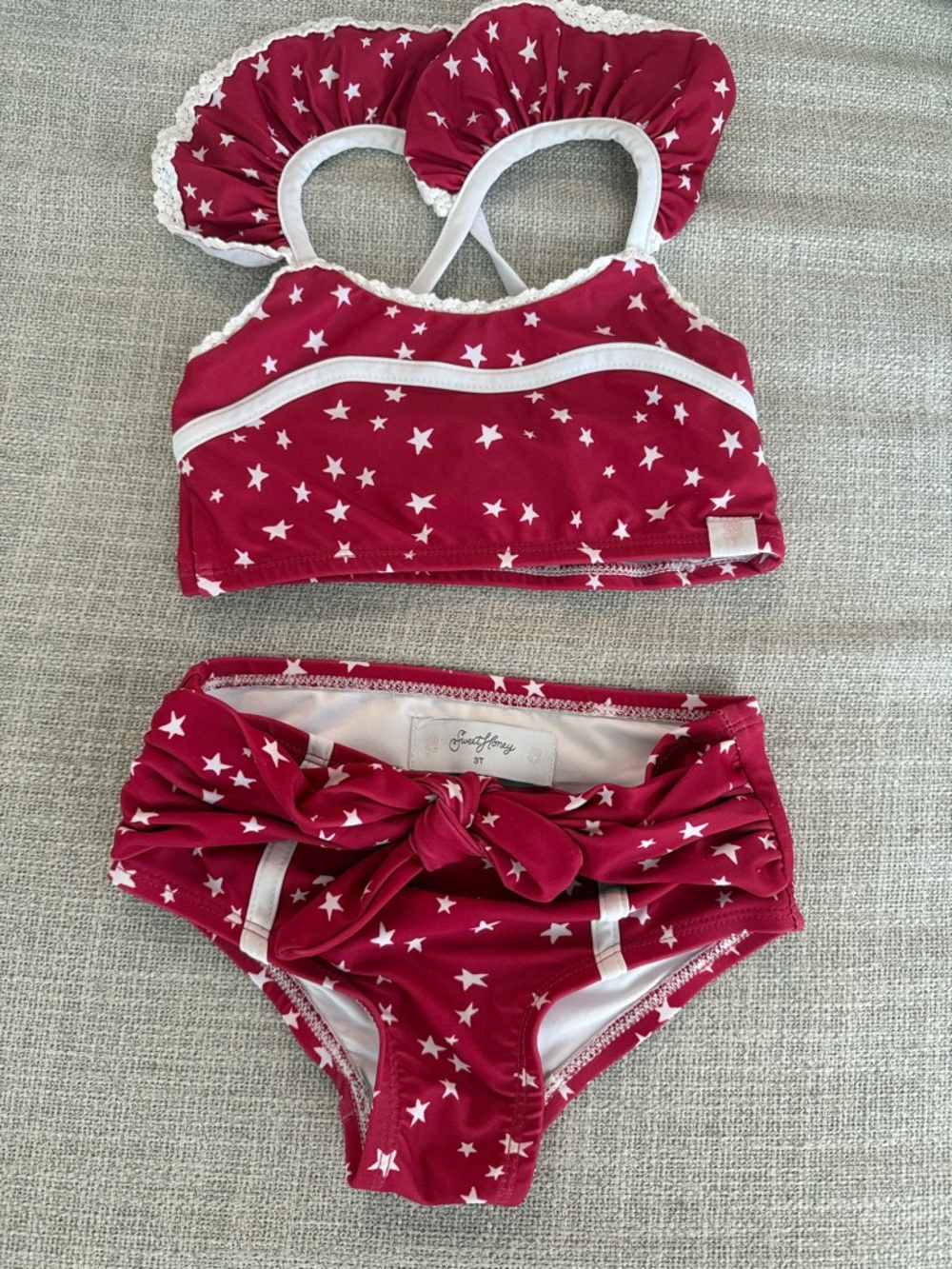 SweetHoney Red Star Print Girls Two-Piece Bikini